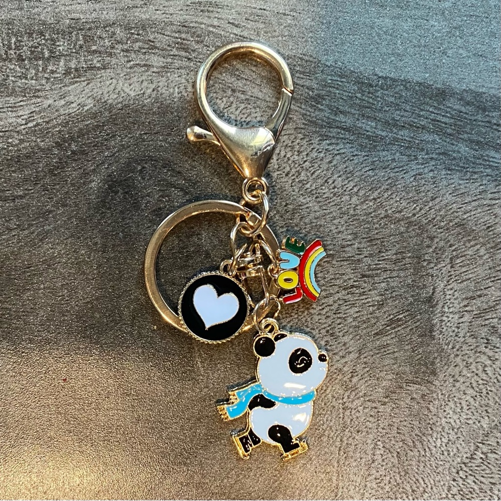NEW Ice Skating Panda Decorative Bag Charm / Keychain - Non-Branded